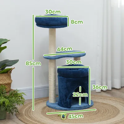 PawHut - arbre à chat design H.85 cm - bleu roi