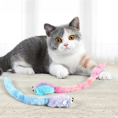 IntiMeg Juguetes para gatos: Ratón de peluche de cola larga