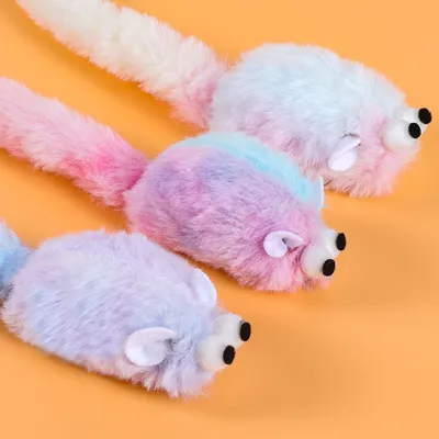 IntiMeg Juguetes para gatos: Ratón de peluche de cola larga
