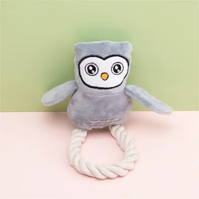 IntiMeg Jouet pour chien - Hibou en peluche avec corde