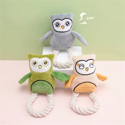 IntiMeg Jouet pour chien - Hibou en peluche avec corde