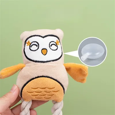 IntiMeg Jouet pour chien - Hibou en peluche avec corde
