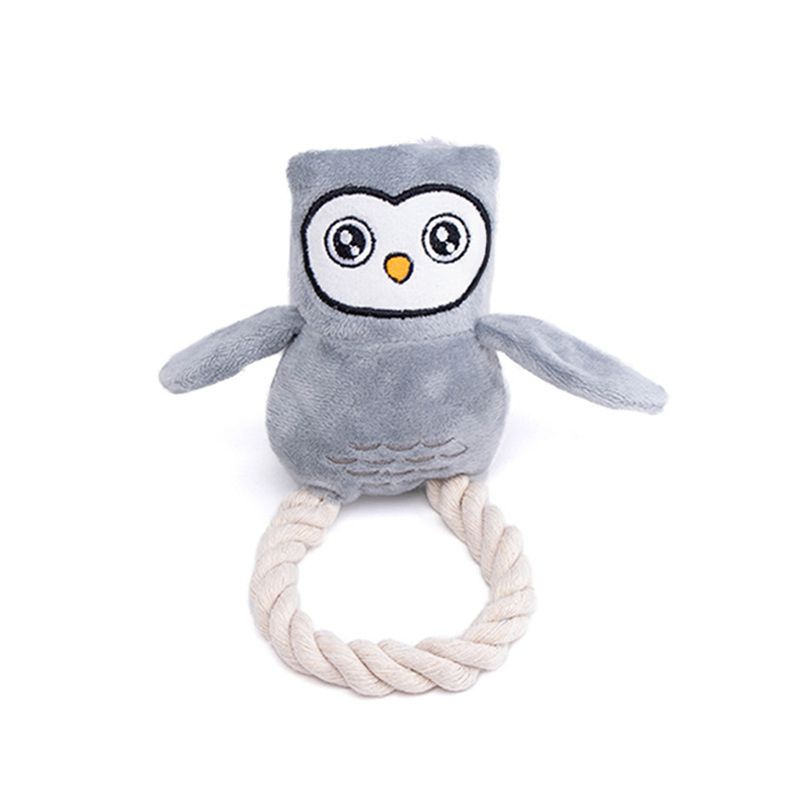 IntiMeg Jouet pour chien - Hibou en peluche avec corde