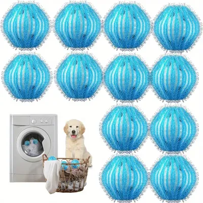 IntiMeg Lot de 12 boules de lavage anti-poils pour linge