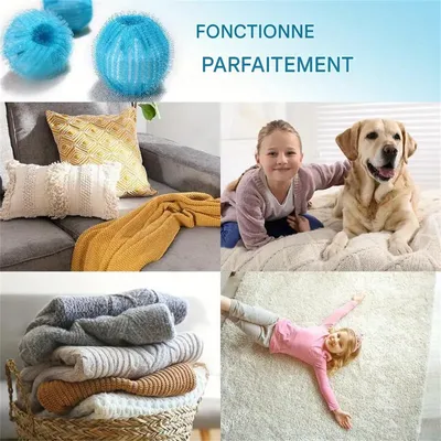 IntiMeg Lot de 12 boules de lavage anti-poils pour linge