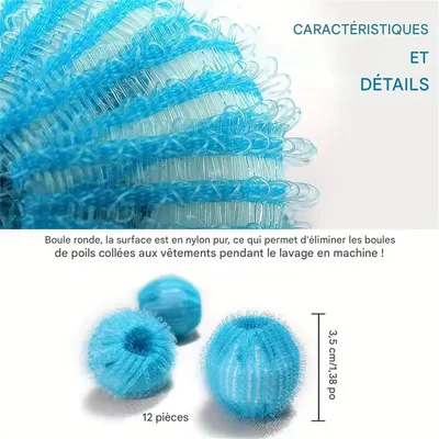 IntiMeg Lot de 12 boules de lavage anti-poils pour linge