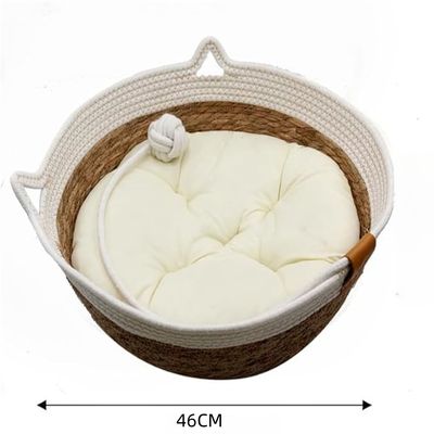 IntiMeg Nid pour chat - Panier en rotin artisanal avec coussin coton