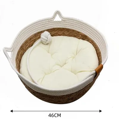 IntiMeg Nid pour chat - Panier en rotin artisanal avec coussin coton