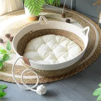 IntiMeg Nid pour chat - Panier en rotin artisanal avec coussin coton