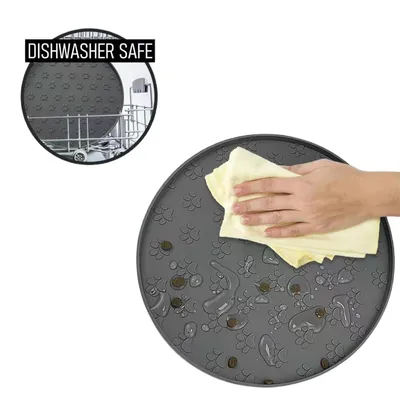 ZenPets Tapis de nourriture rond en silicone pour chats et chiens