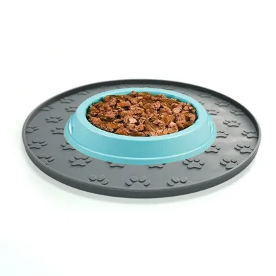ZenPets Tapis de nourriture rond en silicone pour chats et chiens