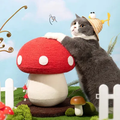 ZenPets Griffeuse pour chat en forme de champignon rouge