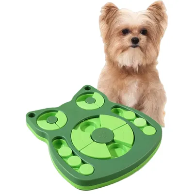 ZenPets Jouet éducatif pour chien en forme de plateau tournant vert