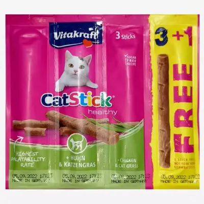 Petopia Friandises pour chats, 3+1 bâtonnets de poulet