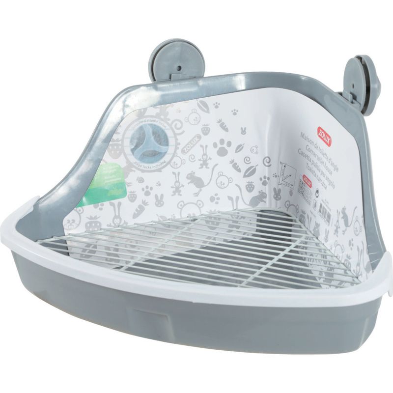 Bac toilette d'angle 25 x 25 x façade 32 cm hauteur 14.5 cm pour rongeur