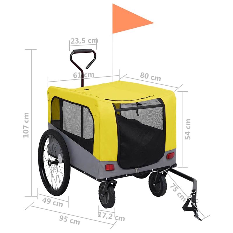 vidaXL remorque de vélo pour animaux de compagnie