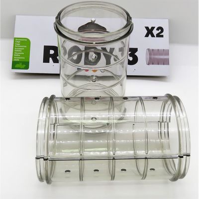 2 Tubes droit  Rody gris transparent. taille ø 6 cm x 10 cm. pour rongeur.