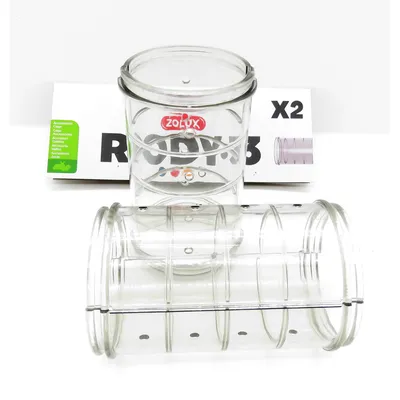 2 Tubes droit  Rody gris transparent. taille ø 6 cm x 10 cm. pour rongeur.