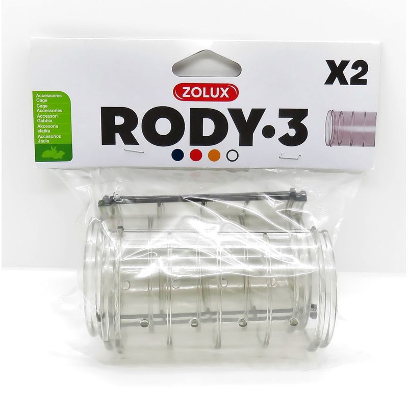 zolux - 2 Tubes droit  Rody gris transparent. taille ø 6 cm x 10 cm. pour r
