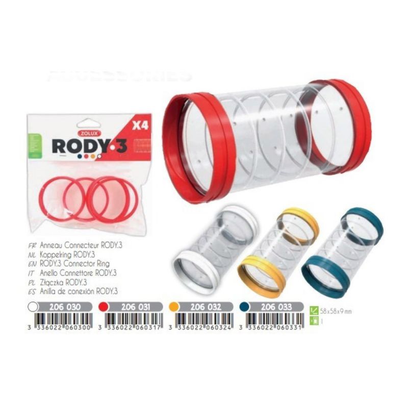 zolux - 4 anneaux connecteur pour tube Rody couleur  taille ø 6 cm  pou