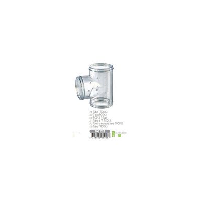 Tube T Rody gris transparent. taille ø 5 cm x 9.5 cm x 8 cm. pour rongeur.
