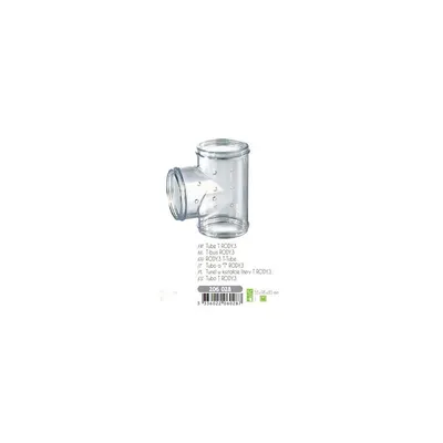 Tube T Rody gris transparent. taille ø 5 cm x 9.5 cm x 8 cm. pour rongeur.
