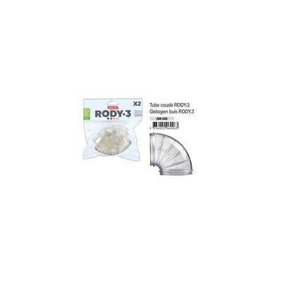 2 Tubes Coude  Rody gris transparent taille ø 5 cm pour rongeur