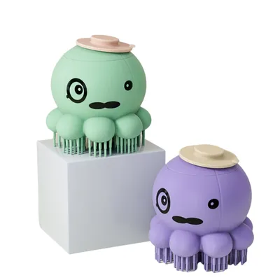 FurryFusion Brosse de bain en silicone en forme de pieuvre