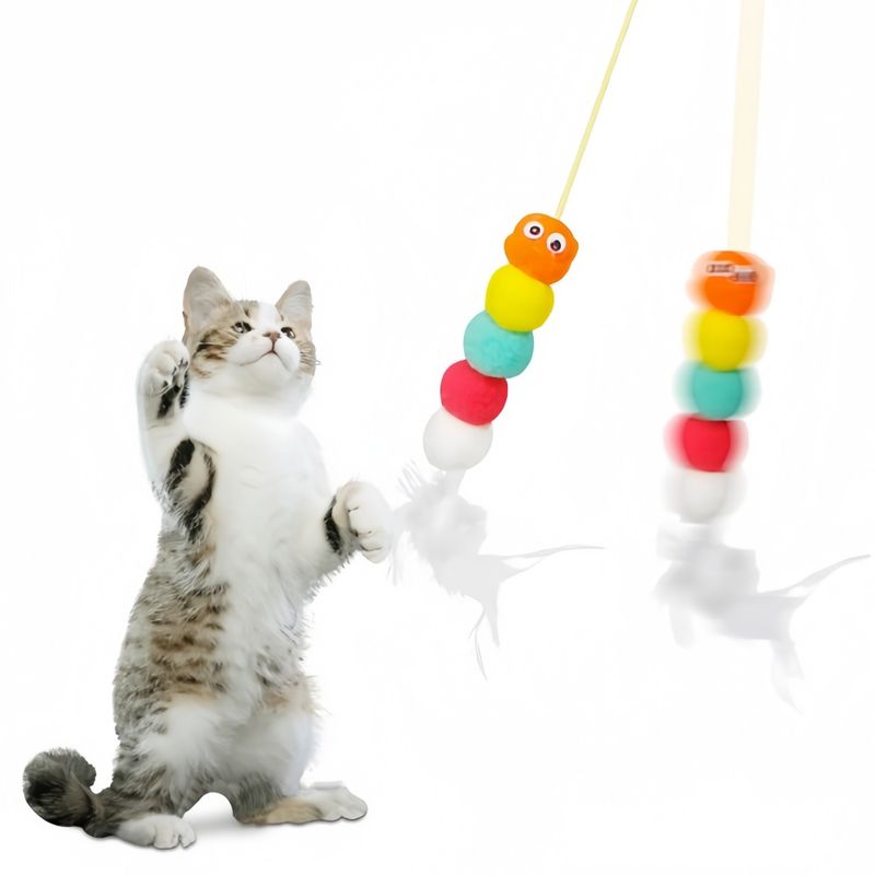 FurryFusion Baton à chat en forme de chenille suspendue avec cloche