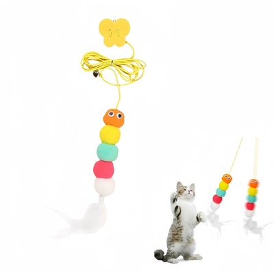 FurryFusion Baton à chat en forme de chenille suspendue avec cloche