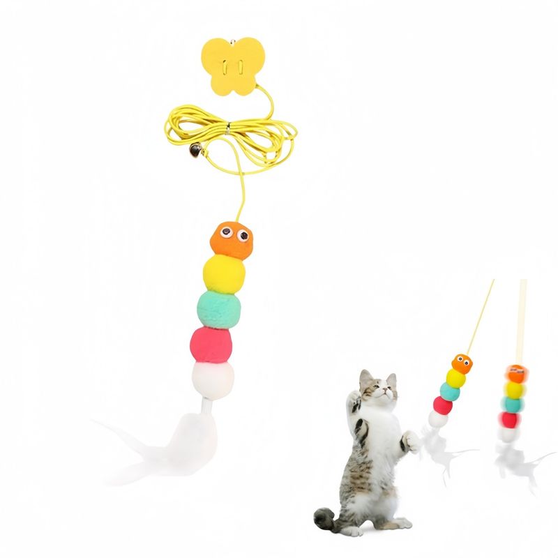 FurryFusion Baton à chat en forme de chenille suspendue avec cloche