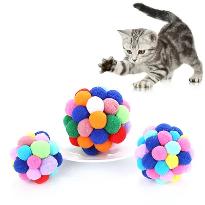 Pet Planet Lot de 3 balles extensibles en peluche pour chat