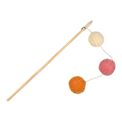 Canne à Pêche pour Chat - Jouet Interactif avec Boules en Tissu