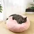 FurryFusion Lit rond en peluche pour chat