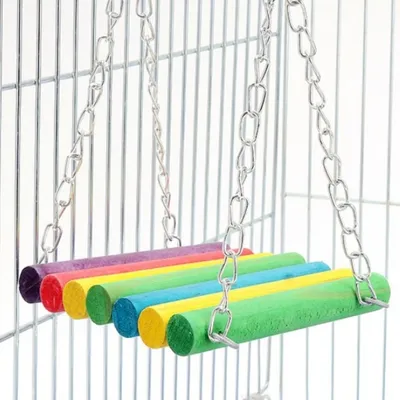 FurryFusion Jouet pour perroquet Pont suspendu arc-en-ciel