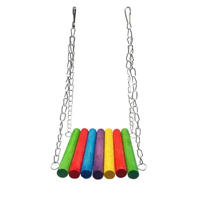 FurryFusion Jouet pour perroquet Pont suspendu arc-en-ciel