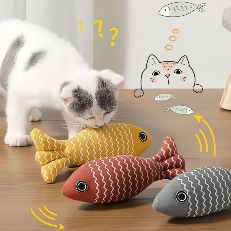 FurryFusion Jouet pour chat en forme de poisson au catnip