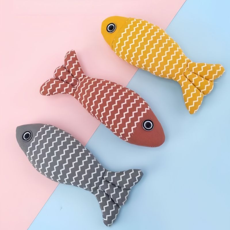 FurryFusion Jouet pour chat en forme de poisson au catnip