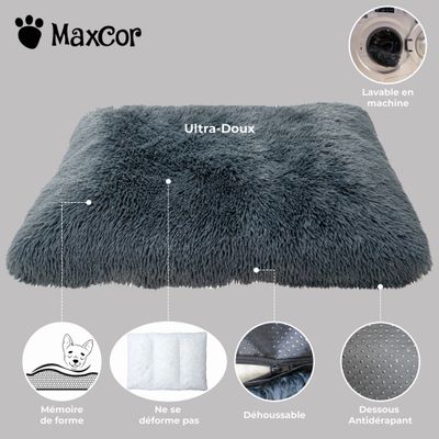 MaxCor Coussin Chien Déhoussable - Mémoire de Forme - Grand Anthracite