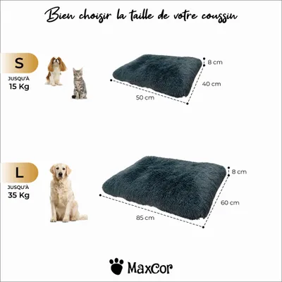 MaxCor Coussin Déhoussable Chien&Chat -Mémoire de Forme -Petit Anthracite