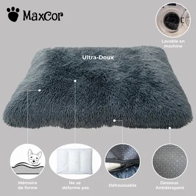 MaxCor Coussin Déhoussable Chien&Chat -Mémoire de Forme -Petit Anthracite