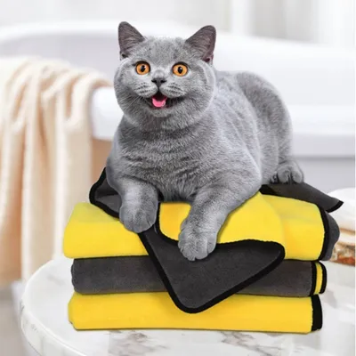 FurryFusion Serviette de bain pour chien et chat en velours corail