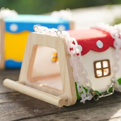 FurryFusion Nid pour perroquet en bois et feutre