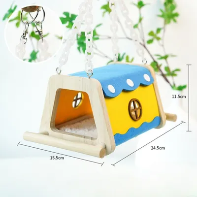 FurryFusion Nid pour perroquet en bois et feutre