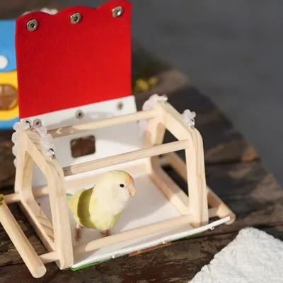 FurryFusion Nid pour perroquet en bois et feutre