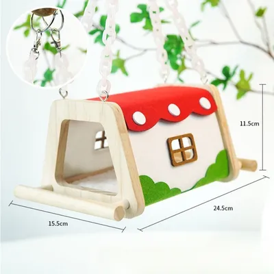 FurryFusion Nid pour perroquet en bois et feutre