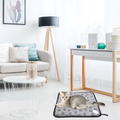 FurryFusion Coussin chauffant pour animaux de compagnie，45x45cm