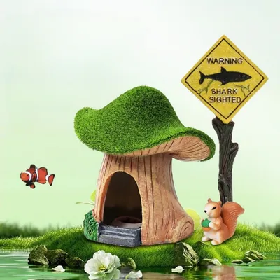 FurryFusion Décoration d'aquarium en résine en forme de champignon