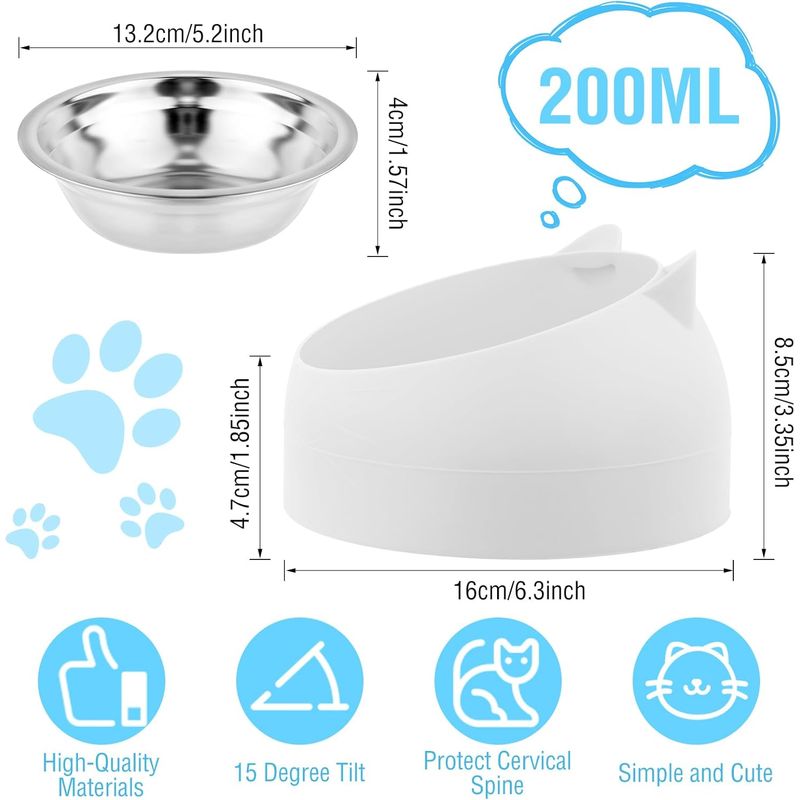 UAMLY Gamelle Inclinée pour Chat en Acier Inoxydable