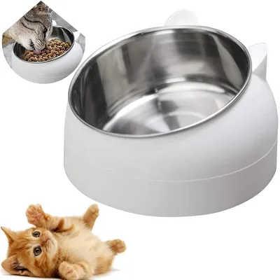 UAMLY Gamelle Inclinée pour Chat en Acier Inoxydable